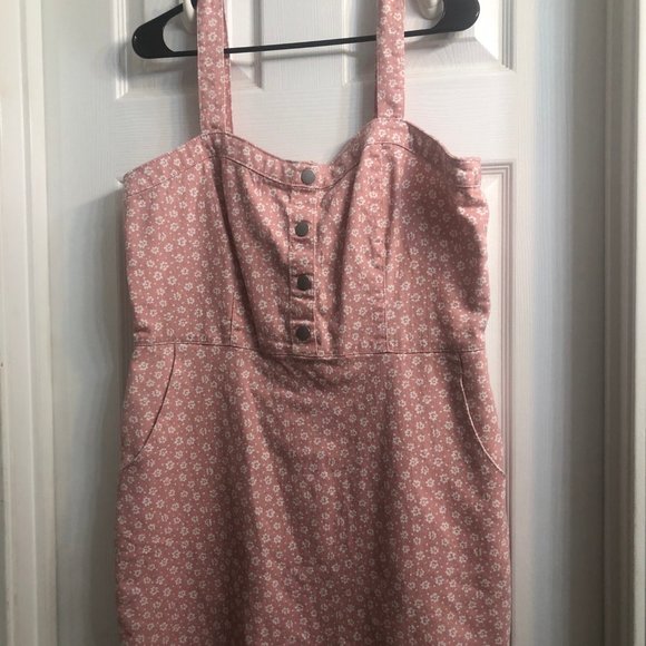 Pink Floral Overall Dress - Picture 1 of 3